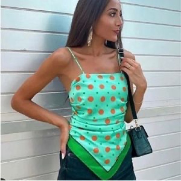 Tops - ZARA POLKA DOT PRINT TOP TRF Mid-green